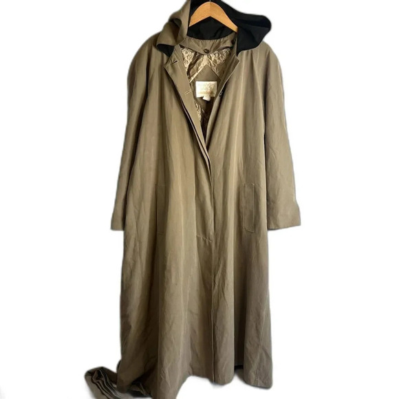 New York Harbor Vtg Hooded Khaki Trench Coat with Liner Size 10 - Picture 1 of 15